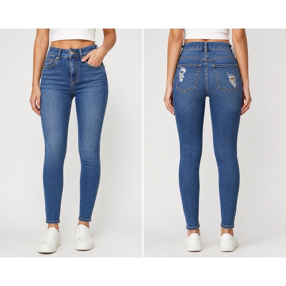 Good American Jeans Women's 6/28 Blue Skinny Stretch Mid Rise Everyday Denim